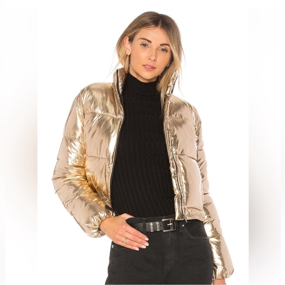 Lovers & Friends Ripley Puffer in Gold Metallic
